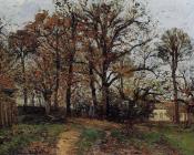 卡米耶 毕沙罗 : Trees on a Hill, Autumn, Landscape in Louveciennes